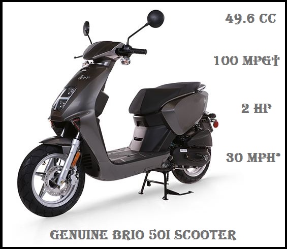 Genuine Brio 50i Scooter Price, Specs, Review, Top Speed, Seat Height, Weight, Horsepower, Mileage, Features, Overview